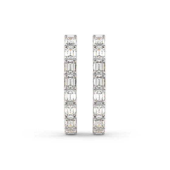 Ashlyn Emerald Lab Diamond Hoop Earrings left view