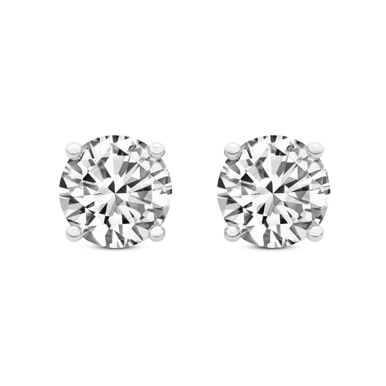 Four Prong Round Lab Diamond Stud Earrings front view