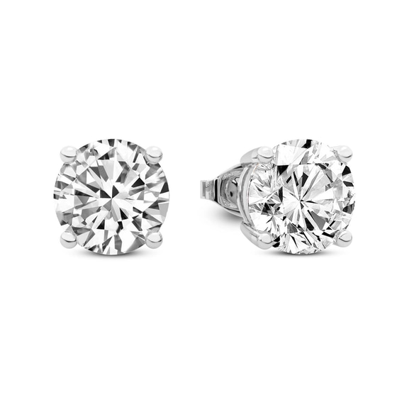 Four Prong Round Lab Diamond Stud Earrings left view