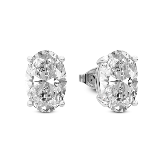 Four Prong Oval Lab Diamond Stud Earrings left view