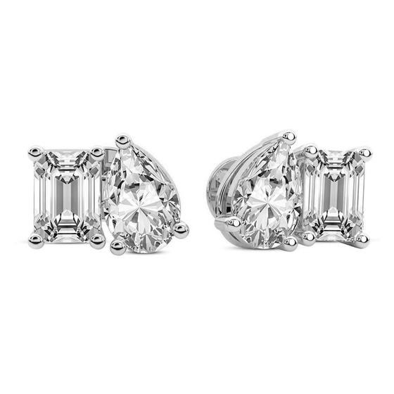Double Delight Lab Diamond Stud Earrings left view