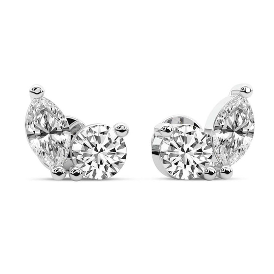Twin Gleam Lab Diamond Stud Earrings left view