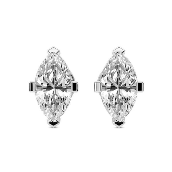 Four Prong Marquise Lab Diamond Stud Earrings front view
