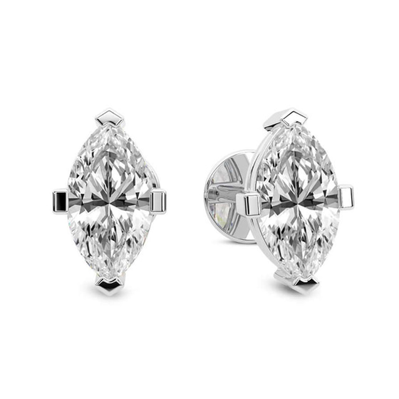 Four Prong Marquise Lab Diamond Stud Earrings left view