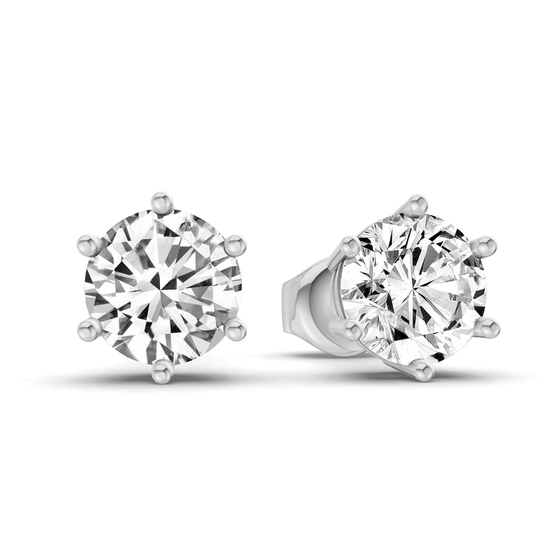 Six Prong Round Lab Diamond Stud Earrings left view