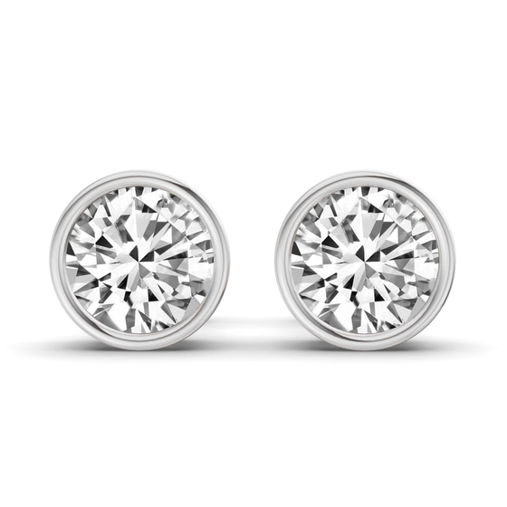 Classic Bezel Round Lab Diamond Stud Earrings front view
