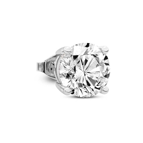 Four Prong Round Lab Diamond Single Stud Earring left view