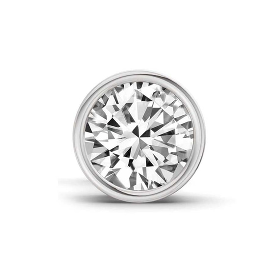 Bezel Round Lab Diamond Single Stud Earring front view