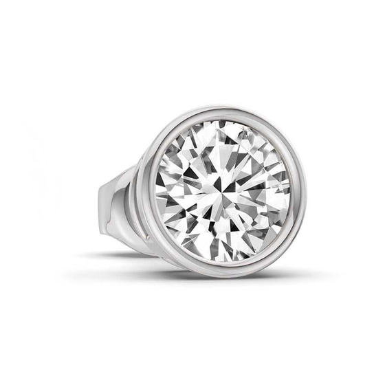 Bezel Round Lab Diamond Single Stud Earring left view
