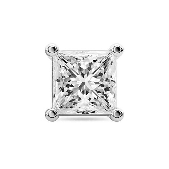 Four Prong Princess Lab Diamond Single Stud Earring front view