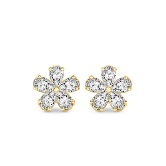 Daisy Flower Fashion Lab Diamond Stud Earrings front view