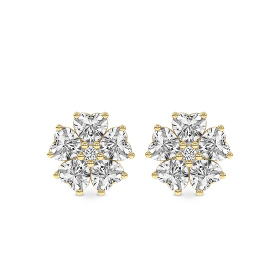 Thalia Bloom Fashion Flower Lab Diamond Stud Earrings front view