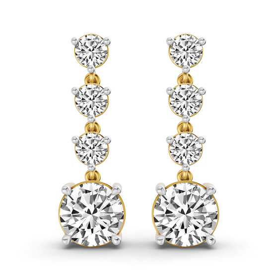 Round Fashion Lab Diamond Dangle Earrings front view