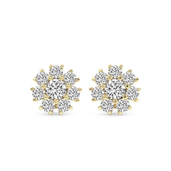 Magnolia Flower Fashion Lab Diamond Stud Earrings front view