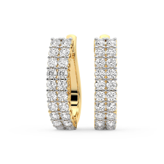 Gracie Double Row Round Lab Diamond Hoop Earrings front view