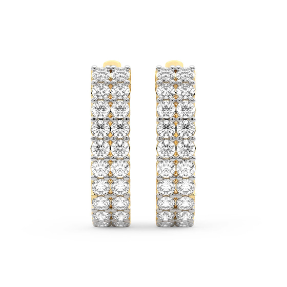 Gracie Double Row Round Lab Diamond Hoop Earrings left view