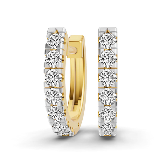 Classic Round Lab Diamond Huggie Earrings front view