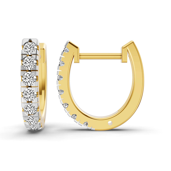 Classic Round Lab Diamond Huggie Earrings left view
