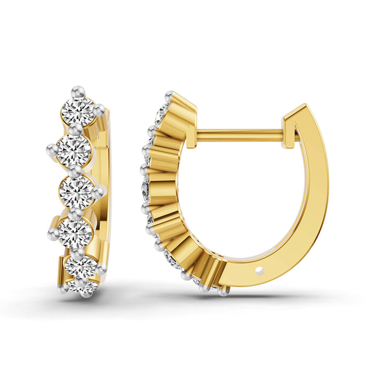 Solene Round Lab Diamond Huggie Earrings left view