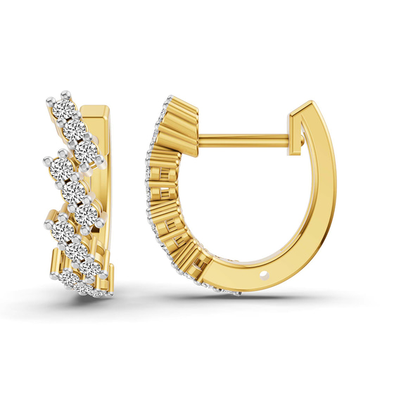 Capella Round Lab Diamond Huggie Earrings left view