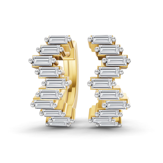 Siena Baguette Lab Diamond Huggie Earrings front view