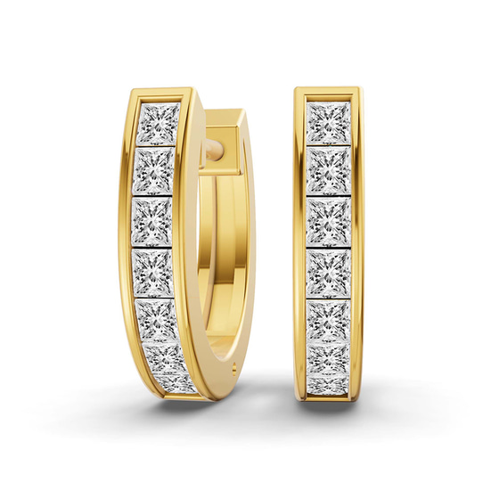 Ines Princess Lab Diamond Huggie Earrings front view