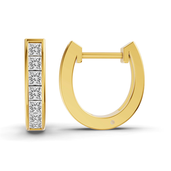 Ines Princess Lab Diamond Huggie Earrings left view