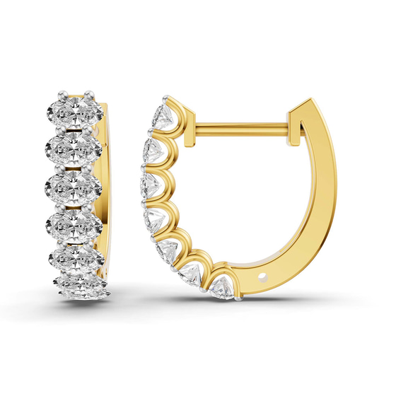 Altair Oval Lab Diamond Huggie Earrings left view
