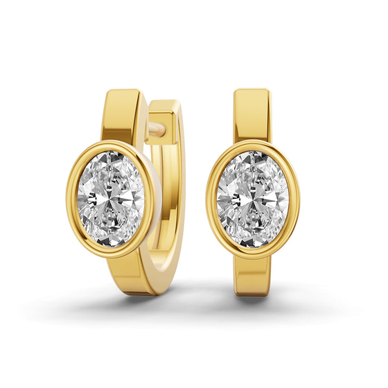 North Single Oval Lab Diamond Huggie Earrings front view