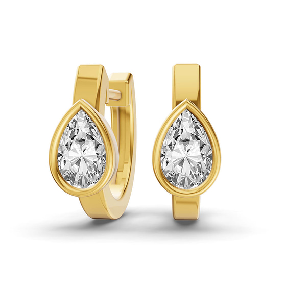 Raindrop Single Pear Lab Diamond Huggie Earrings front view