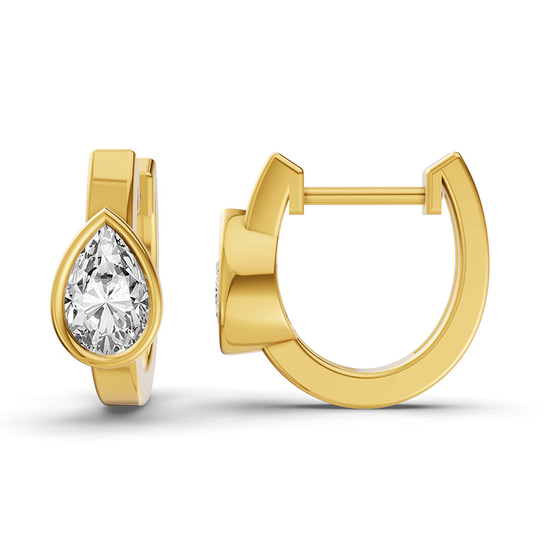 Raindrop Single Pear Lab Diamond Huggie Earrings left view