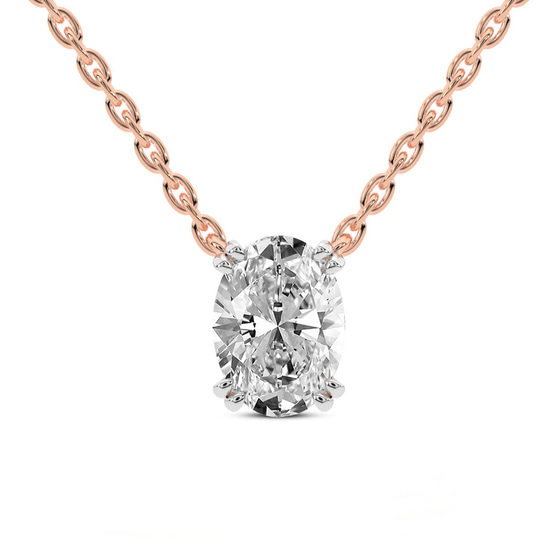 Ethereal Oval Lab Diamond Solitaire Necklace front view