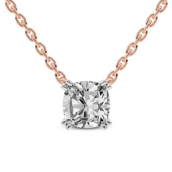 Bianca Cushion Lab Diamond Solitaire Necklace front view