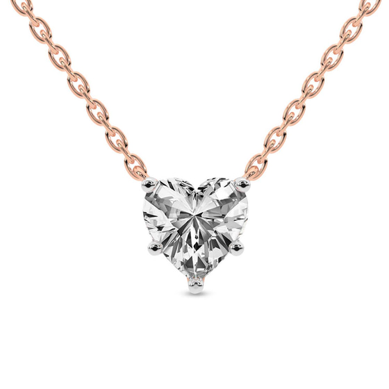 Amalia Heart Lab Diamond Solitaire Necklace front view
