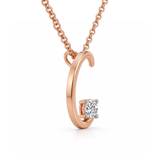 Minimal Lab Diamond Initial C Necklace left view