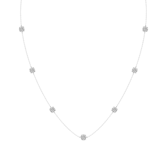 Heartline Glow Round Lab Diamond Station Fashion Necklace front view