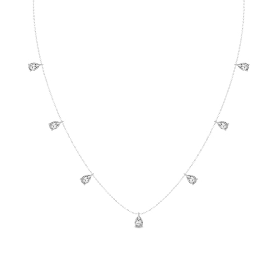 Lace of Love Pear Lab Diamond Station Fashion Necklace front view