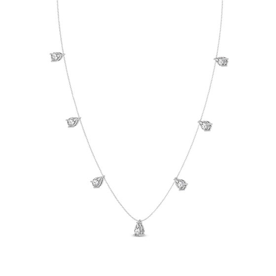 Lace of Love Pear Lab Diamond Station Fashion Necklace left view