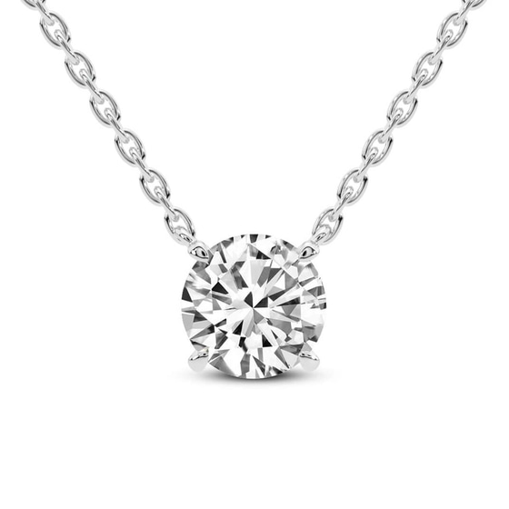Lluvia Round Lab Diamond Solitaire Necklace front view