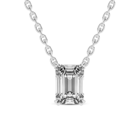 Alma Emerald Lab Diamond Solitaire Necklace front view
