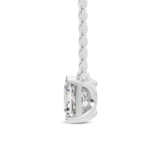 Zenobia Princess Lab Diamond Solitaire Necklace left view