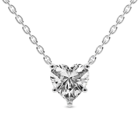 Amalia Heart Lab Diamond Solitaire Necklace front view