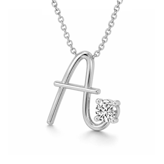 Minimal Lab Diamond Initial A Necklace left view