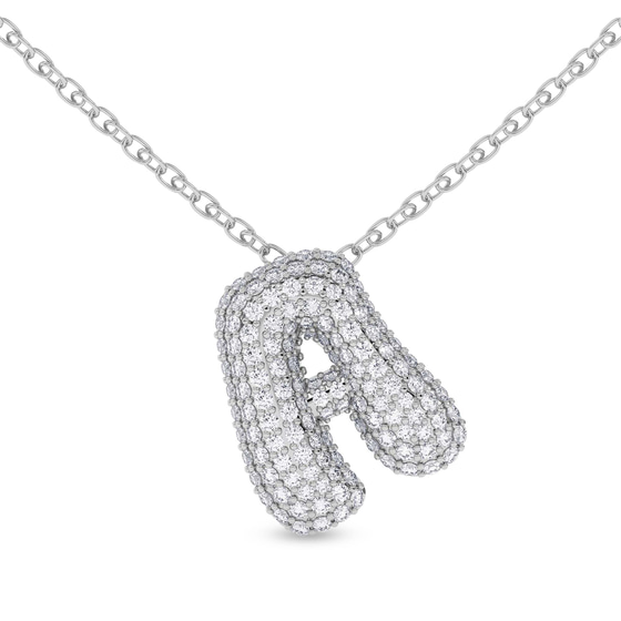 Lab Diamond Initial A Necklace front view