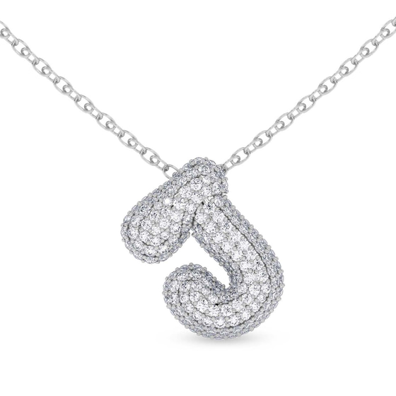 Lab Diamond Initial J Necklace front view