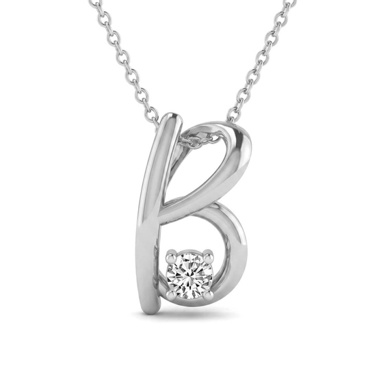 Minimal Lab Diamond Initial B Necklace front view