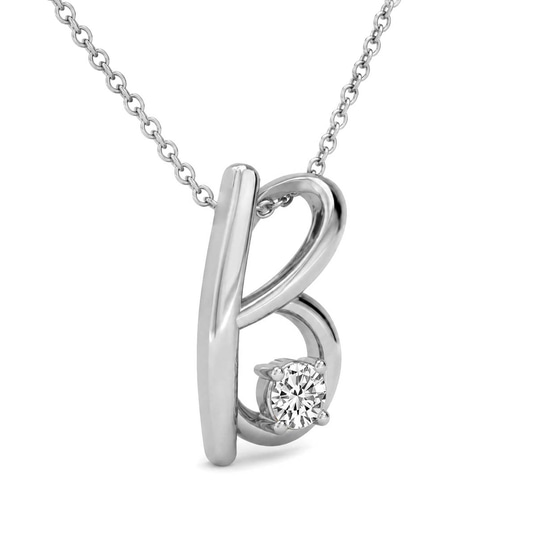 Minimal Lab Diamond Initial B Necklace left view