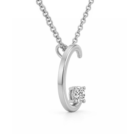 Minimal Lab Diamond Initial C Necklace left view