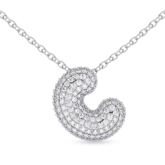 Lab Diamond Initial C Necklace front view