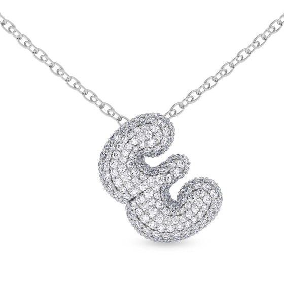 Lab Diamond Initial E Necklace front view